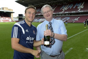 Presenting Man of the Match award to Mark Noble