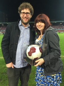 Nick and Fran Rayney with signed match-ball